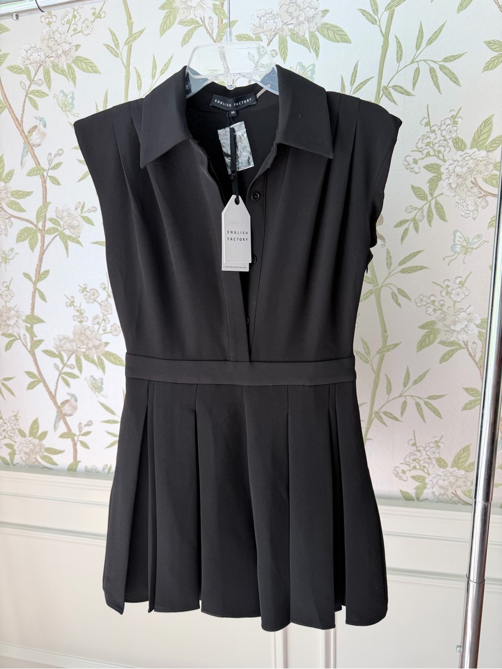English Factory Black Pleated Dress